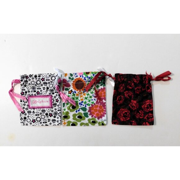 Brighton Gift Bags Lot Of 11 Assorted Prints Colors Drawstring 6" X 4.75" - Picture 4 of 5